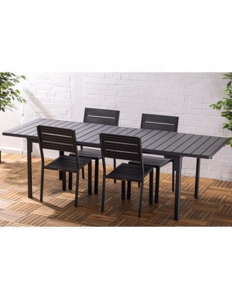 Table d'extérieur à lattes extensible Bolero Valletta grise 1800mm