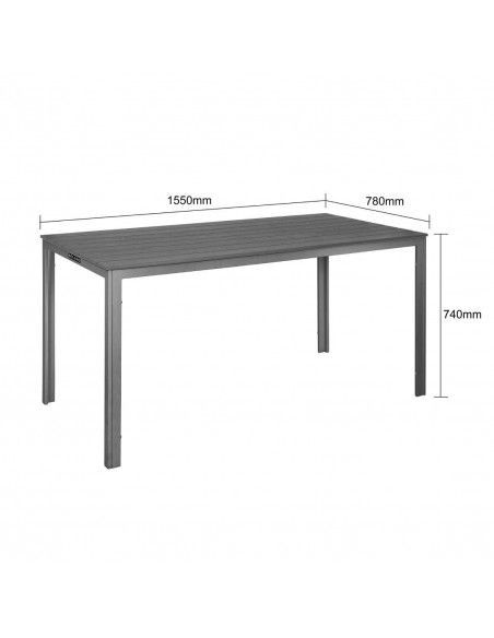 Table d'extérieur à lattes Bolero Valletta grise 1560mm