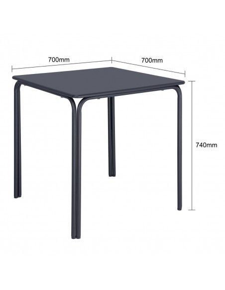 Table carrée en acier Bolero Adeline 700mm bleu ardoise