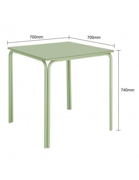 Table carrée en acier Bolero Adeline 700mm vert clair