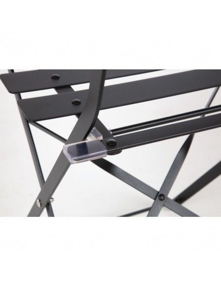 Ensemble table et 2 chaises pliantes d'extérieur en acier noir Bolero