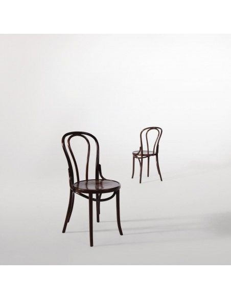 Chaises bistrot en bois courbé Fameg finition noyer