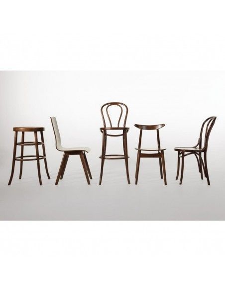 Chaises bistrot en bois courbé Fameg finition noyer