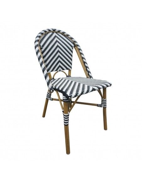 Chaises style parisien en rotin PE Bolero noires (lot de 2)
