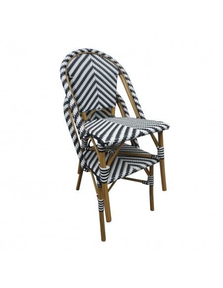 Chaises style parisien en rotin PE Bolero noires (lot de 2)
