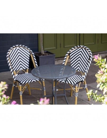 Chaises style parisien en rotin PE Bolero noires (lot de 2)