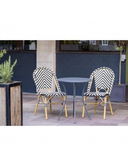 Chaises style parisien en rotin PE Bolero noires (lot de 2)