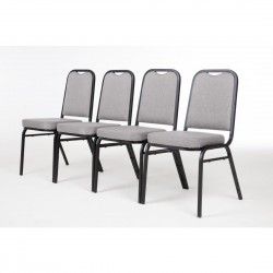 Chaise de banquet avec dossier carré et tissu gris Bolero lot de 4 2