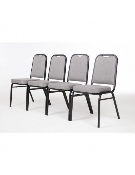 Chaise de banquet avec dossier carré et tissu gris Bolero lot de 4