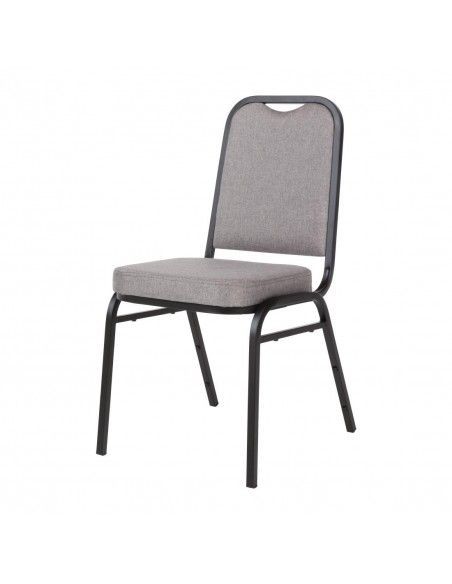 Chaise de banquet avec dossier carré et tissu gris Bolero lot de 4