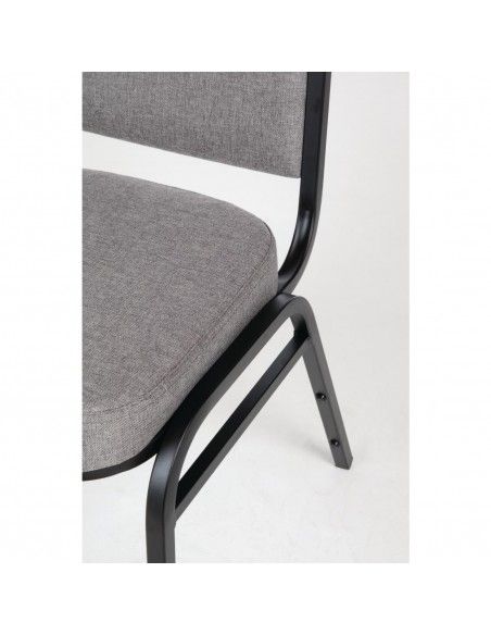 Chaise de banquet avec dossier carré et tissu gris Bolero lot de 4