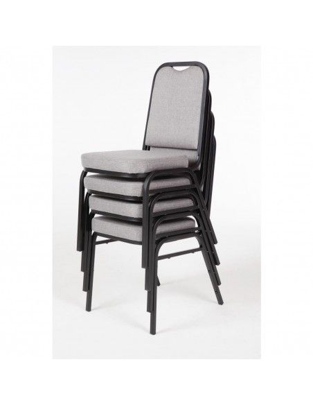 Chaise de banquet avec dossier carré et tissu gris Bolero lot de 4