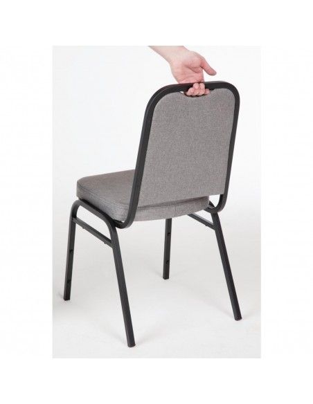 Chaise de banquet avec dossier carré et tissu gris Bolero lot de 4
