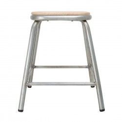Tabouret bas en acier galvanisé avec assise en bois Bolero Cantina (lot de 4) 2
