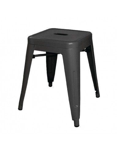 Tabourets bas en acier noirs Bolero Bistro (lot de 4)