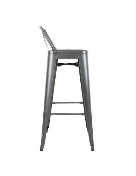Tabourets hauts en acier gris métal avec dossier Bolero Bistro (lot de 4)