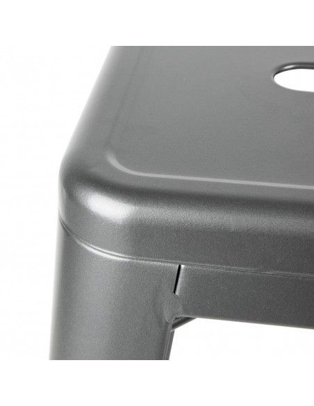 Tabourets hauts en acier gris métal avec dossier Bolero Bistro (lot de 4)
