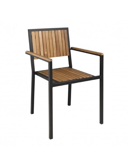 Fauteuils en acier et acacia Bolero (lot de 4)