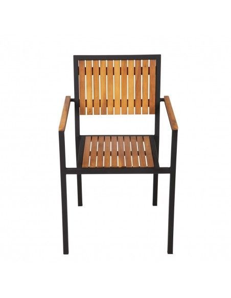 Fauteuils en acier et acacia Bolero (lot de 4)