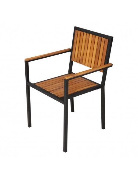 Fauteuils en acier et acacia Bolero (lot de 4)