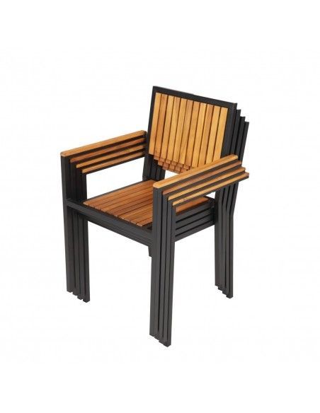 Fauteuils en acier et acacia Bolero (lot de 4)