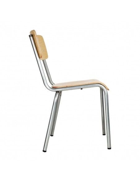 Chaises avec assise et dossier en bois Bolero Cantina galvanisées (lot de 4)