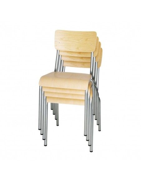 Chaises avec assise et dossier en bois Bolero Cantina galvanisées (lot de 4)