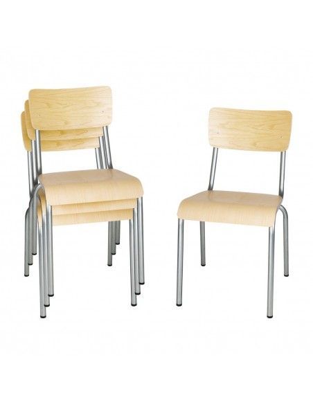 Chaises avec assise et dossier en bois Bolero Cantina galvanisées (lot de 4)