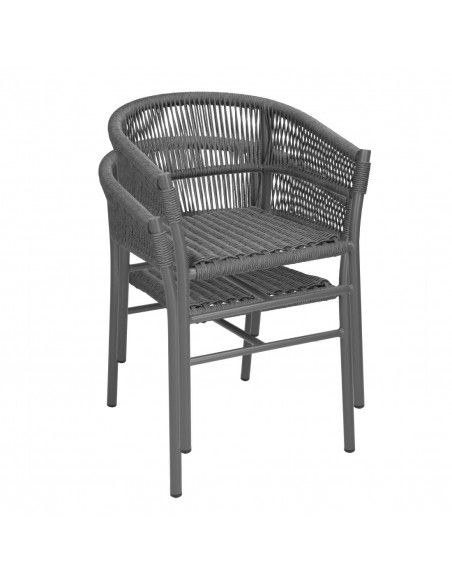 Fauteuils en corde grise tressée Bolero Florence (lot de 2)