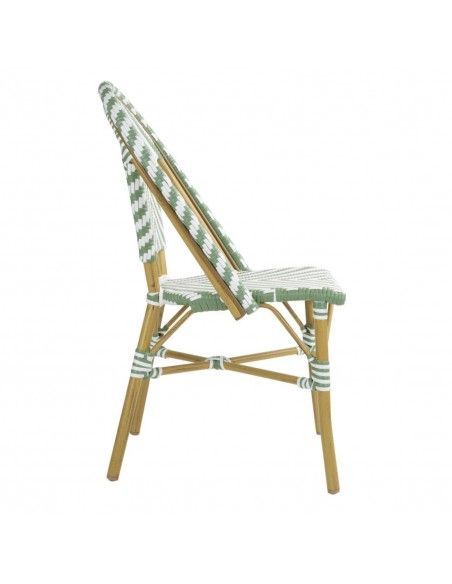 Chaises style parisien en polyrotin PE Bolero vert clair (lot de 2)