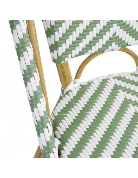 Chaises style parisien en polyrotin PE Bolero vert clair (lot de 2)