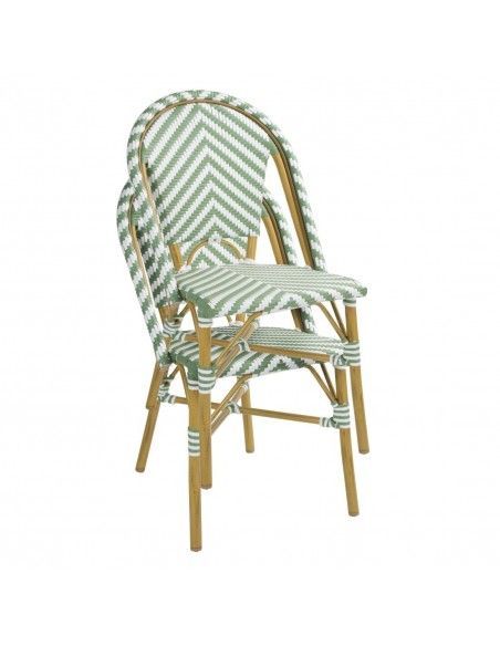 Chaises style parisien en polyrotin PE Bolero vert clair (lot de 2)