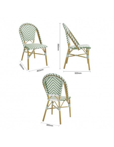 Chaises style parisien en polyrotin PE Bolero vert clair (lot de 2)