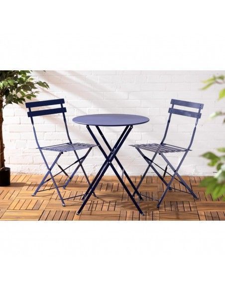 Chaises de terrasse pliantes Bolero Perth bleu marine foncé (lot de 2)