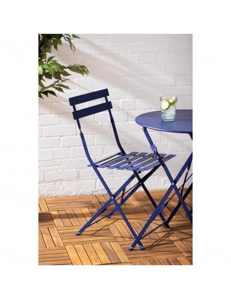 Chaises de terrasse pliantes Bolero Perth bleu marine foncé (lot de 2)