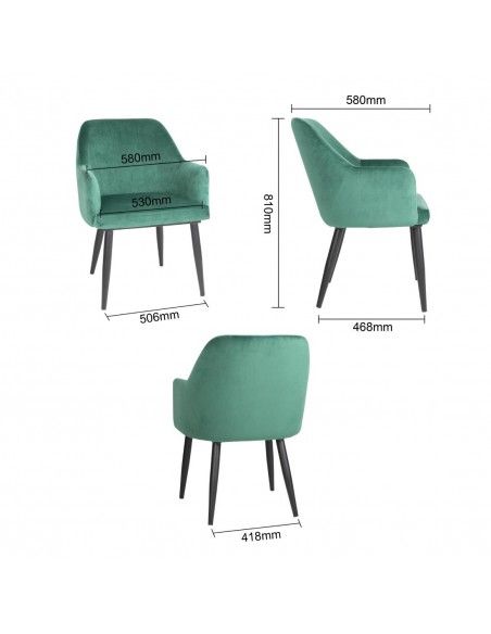Chaises en velours Bolero Lia vertes (lot de 2)