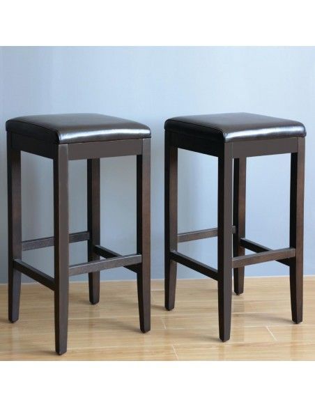 Tabourets de bar haut en simili cuir Bolero noirs (Lot de 2)