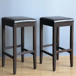 Tabourets de bar haut en simili cuir Bolero marron foncé (Lot de 2) 2