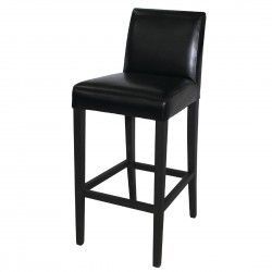 Tabouret de bar haut avec dossier en simili cuir Bolero noir