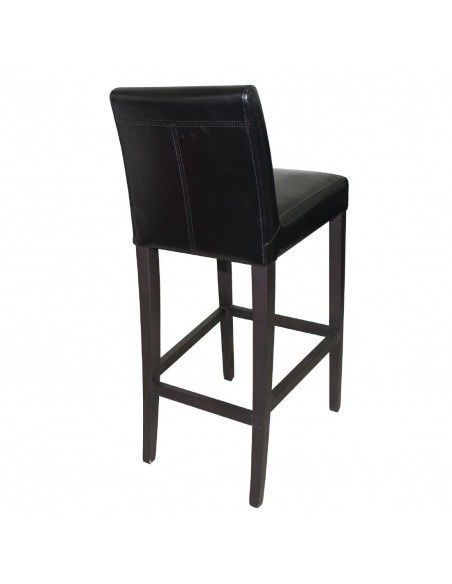 Tabouret de bar haut avec dossier en simili cuir Bolero noir