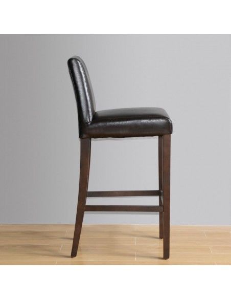 Tabouret de bar haut avec dossier en simili cuir Bolero noir