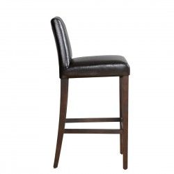 Tabouret de bar haut avec dossier en simili cuir Bolero marron foncé 2