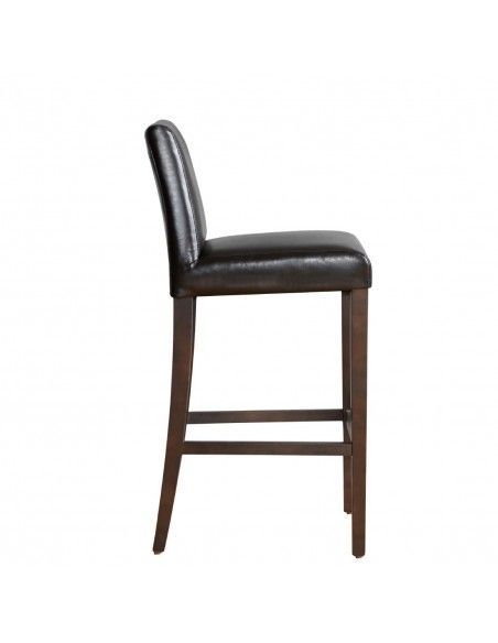 Tabouret de bar haut avec dossier en simili cuir Bolero marron foncé