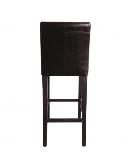 Tabouret de bar haut avec dossier en simili cuir Bolero marron foncé