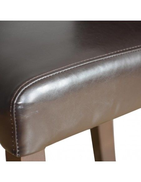 Tabouret de bar haut avec dossier en simili cuir Bolero marron foncé
