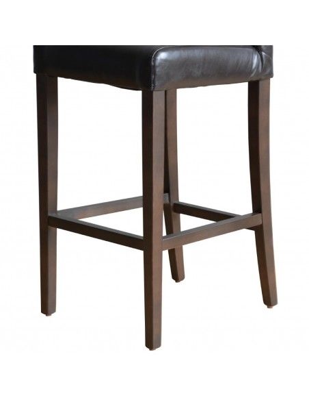 Tabouret de bar haut avec dossier en simili cuir Bolero marron foncé