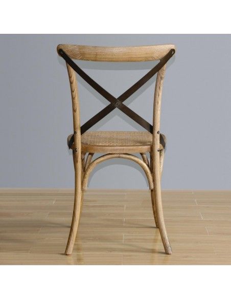 Chaises en bois patiné avec dossier croisé Bolero naturel (Lot de 2)