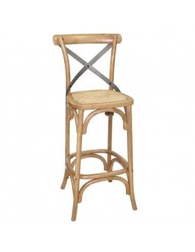 Tabouret de bar en bois avec dossier croisé Bolero métal