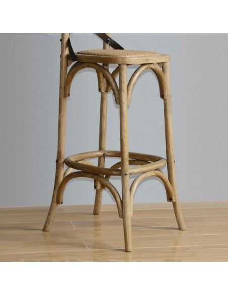 Tabouret de bar en bois avec dossier croisé Bolero métal