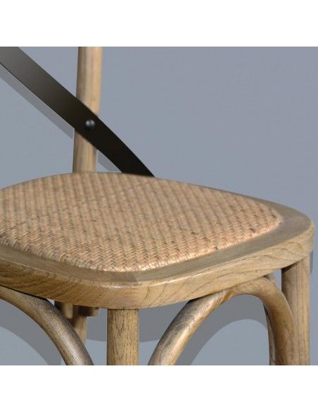 Tabouret de bar en bois avec dossier croisé Bolero métal